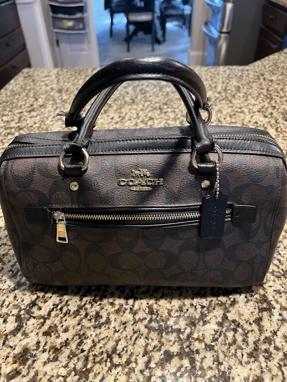 Coach Black Monogram Duffel Satchel L7 W 11